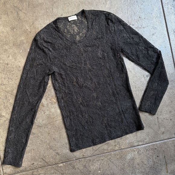 Saint Laurent Lace Mesh Longsleeve Shirt - Picture 9 of 12
